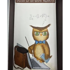 Originelles Geschenk für Nachhilfelehrer – Handgemalte Geschenkbox mit Eule & Geldfach