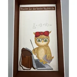 Originelles Geschenk für Nachhilfelehrer – Handgemalte Geschenkbox mit Eule & Geldfach