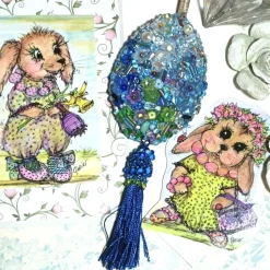 Ornament türkis blau Unikat Perlenstickerei handgemacht Prunkei pompös handmade Baumschmuck Wohndeko