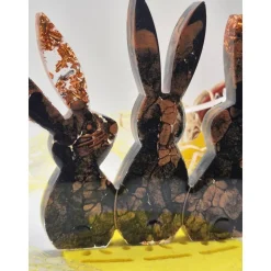 Oster Aufsteller "Hasen" Schwarz-Kupfer