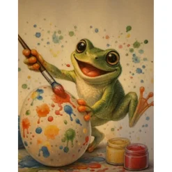 Oster Geschenkbeutel Frosch – handgenähtes Unikat aus Polstervelours