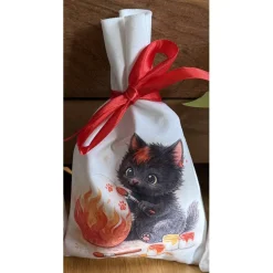 Oster Geschenkbeutel Kätzchen – handgenähtes Unikat aus Polstervelours