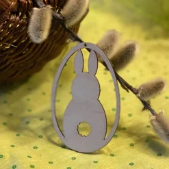 Osteranhänger "Ei mit Hase" – Lasergeschnittene Holzdeko für Ostern