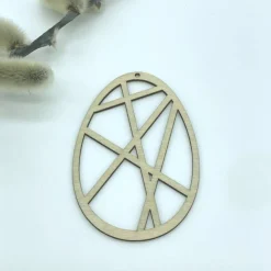 Osteranhänger "Ei mit Linien" – Lasergeschnittene Holzdeko für Ostern