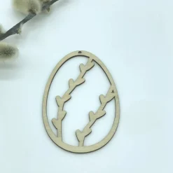 Osteranhänger "Ei mit Palmkätzchen" – Lasergeschnittene Holzdeko für Ostern