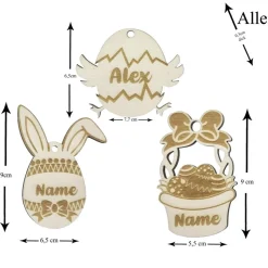Osteranhänger Holz personalisiert | Osterkugeln Ostereier Osterdeko mit Name | Osterhase Küken Osternest | Osterkörbchen
