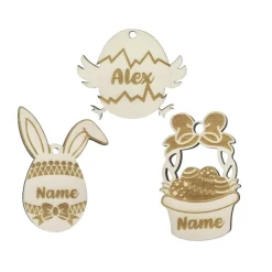 Osteranhänger Holz personalisiert | Osterkugeln Ostereier Osterdeko mit Name | Osterhase Küken Osternest | Osterkörbchen
