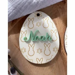 Osteranhänger mit Namen / Osterei personalisiert / Anhänger für Osterkorb / Osterhase