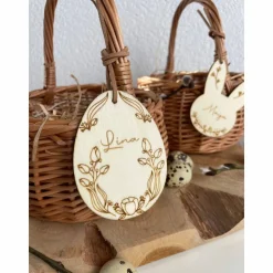 Osteranhänger mit Namen / personalisierter Osterhase Osterei / Anhänger mit Korb