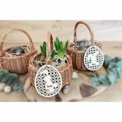Osteranhänger Rattan Optik / Osterkörbchen mit Anhänger Hase personalisiert