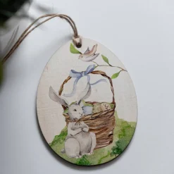 Osteranhänger Set *Happy Easter* aus Holz / Holzeier mit Ostermotiven als Osterdeko, Ostergeschenk oder Geschenkanhänger