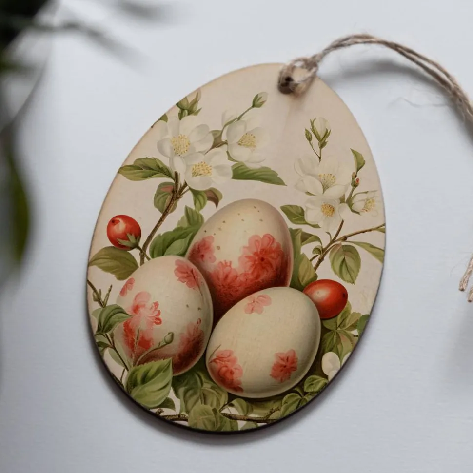Osteranhänger Set *Vintage* aus Holz / Holzeier als Osterdeko, Ostergeschenk oder Geschenkanhänger