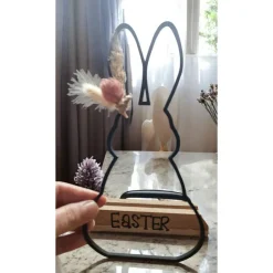 Oster-Aufsteller mit Hasenmotiv & Trockenblumen aus umweltfreundlichem PLA