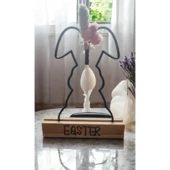 Oster-Aufsteller mit Hasenmotiv & Trockenblumen aus umweltfreundlichem PLA