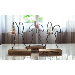Oster-Aufsteller mit Hasenmotiv & Trockenblumen aus umweltfreundlichem PLA