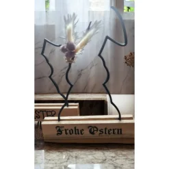 Oster-Aufsteller mit Hasenmotiv & Trockenblumen aus umweltfreundlichem PLA