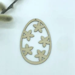 Osterdeko - Ei mit Blüten aus Holz