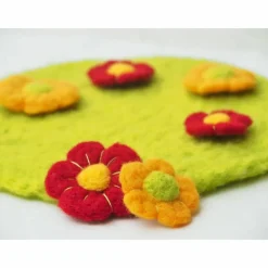 OSTERDEKO * OSTERWIESE MIT 6 BLÜTEN * 100 % WOLLE * GRÜN/ROT/ORANGE * DEKORATION TISCH/NEST/WOHNUNG * Produkt #552915