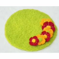 OSTERDEKO * OSTERWIESE MIT 6 BLÜTEN * 100 % WOLLE * GRÜN/ROT/ORANGE * DEKORATION TISCH/NEST/WOHNUNG * Produkt #552915