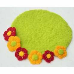 OSTERDEKO * OSTERWIESE MIT 6 BLÜTEN * 100 % WOLLE * GRÜN/ROT/ORANGE * DEKORATION TISCH/NEST/WOHNUNG * Produkt #552915