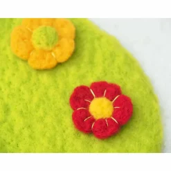 OSTERDEKO * OSTERWIESE MIT 6 BLÜTEN * 100 % WOLLE * GRÜN/ROT/ORANGE * DEKORATION TISCH/NEST/WOHNUNG * Produkt #552915