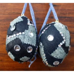 Osterdeko BLING BLING 2er Set Ostereier Ostergeschenk Ei Künstler-Ei Osterei