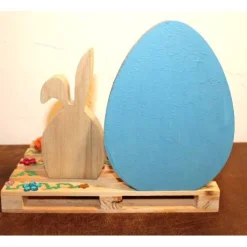 Osterdeko BLUMENWIESE  Collage auf einer kleinen Holzpalette Osterdekoration Osterhase Osterei Blüten Blumen Ostern