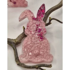 Osterdeko 4er Set kleine Hasen pink