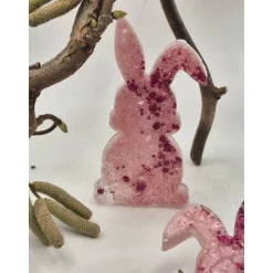 Osterdeko 4er Set kleine Hasen pink