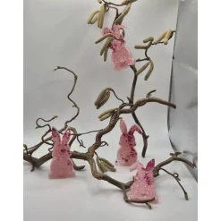 Osterdeko 4er Set kleine Hasen pink