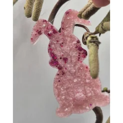 Osterdeko 4er Set kleine Hasen pink