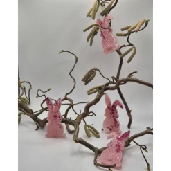 Osterdeko 4er Set kleine Hasen pink