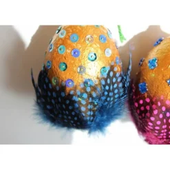 Osterdeko GOLD UND FEDERN 2er Set Ostereier Ostergeschenk Ei Künstler-Ei Osterei