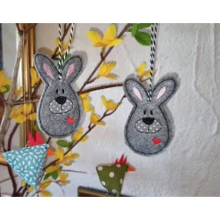 Osterdeko Hase Filz Anhänger gestickt Osterhase Ostern Geschenk Frühlingsdeko Landhausstil