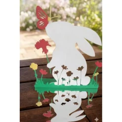 Osterdeko Hase mit Schmetterling – 3D Frühlingsaufsteller aus Kunststoff – Filigrane Tischdeko Ostern –Hasen-Silhouette