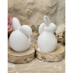 Osterdeko Hasen aus Raysin – Weiß, mit Krone in Gold, Roségold oder Silber, Geschenkidee