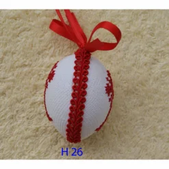 Osterdeko, Kreuzstich Osterei,  religiöses Motiv  Handgestickt, rot-weiß 6cm