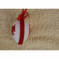 Osterdeko, Kreuzstich Osterei,  Oster Motiv  Handgestickt, rot-weiß 6cm