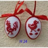 Osterdeko, Kreuzstich Osterei,  Oster Motiv  Handgestickt, rot-weiß 6cm