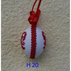 Osterdeko, Kreuzstich Osterei,  religiöses Motiv  Handgestickt, rot-weiß 6cm