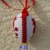 Osterdeko, Kreuzstich Osterei,  Oster Motiv  Handgestickt, rot-weiß 6cm