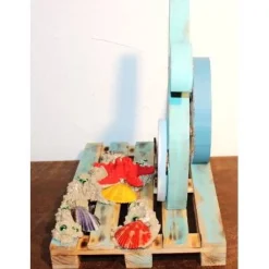 Osterdeko MARITIM  Collage auf einer kleinen Holzpalette Osterdekoration Osterhase Osterei Seestern Muscheln Ostern