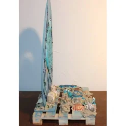 Osterdeko MEERJUNGFRAU  Collage auf einer kleinen Holzpalette maritime Osterdekoration  Osterei Seestern Muscheln