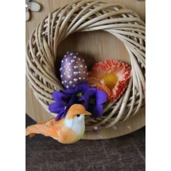 Osterdeko OSTERNEST Geldgeschenk  Collage Malerei auf einem Bambus-Brett Wanddeko Osterdekoration Wandbild