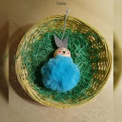 Osterdeko Pompon-Häschen ca. 8cm, handgemachte Osterhäschen, flauschige Osterdeko-Anhänger, Hasen-Anhänger Osterstrauch