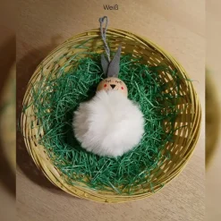 Osterdeko Pompon-Häschen ca. 8cm, handgemachte Osterhäschen, flauschige Osterdeko-Anhänger, Hasen-Anhänger Osterstrauch