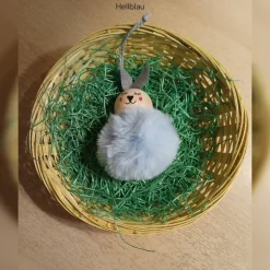 Osterdeko Pompon-Häschen ca. 8cm, handgemachte Osterhäschen, flauschige Osterdeko-Anhänger, Hasen-Anhänger Osterstrauch