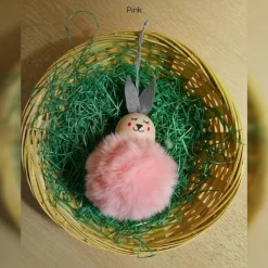 Osterdeko Pompon-Häschen ca. 8cm, handgemachte Osterhäschen, flauschige Osterdeko-Anhänger, Hasen-Anhänger Osterstrauch