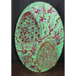 Osterdeko SHABBY OSTERN abstrakte Malerei Collage auf einem ovalen Keilrahmen Künstler-Ei Wanddeko  Osterdekoration