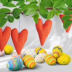 Osterdeko Tisch/ Stoff Herzen/ Mitbringsel Ostern/ Osterhasen Deko /Landhaus Deko/ Küchendeko/ Osterdeko orange